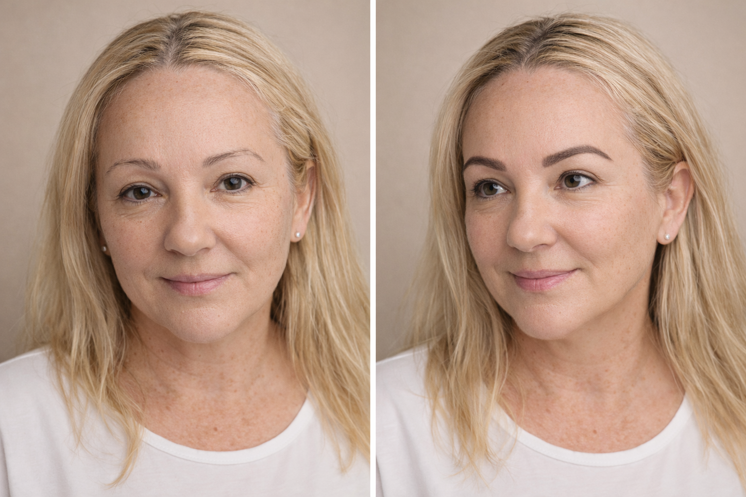Before and after microblading transformation