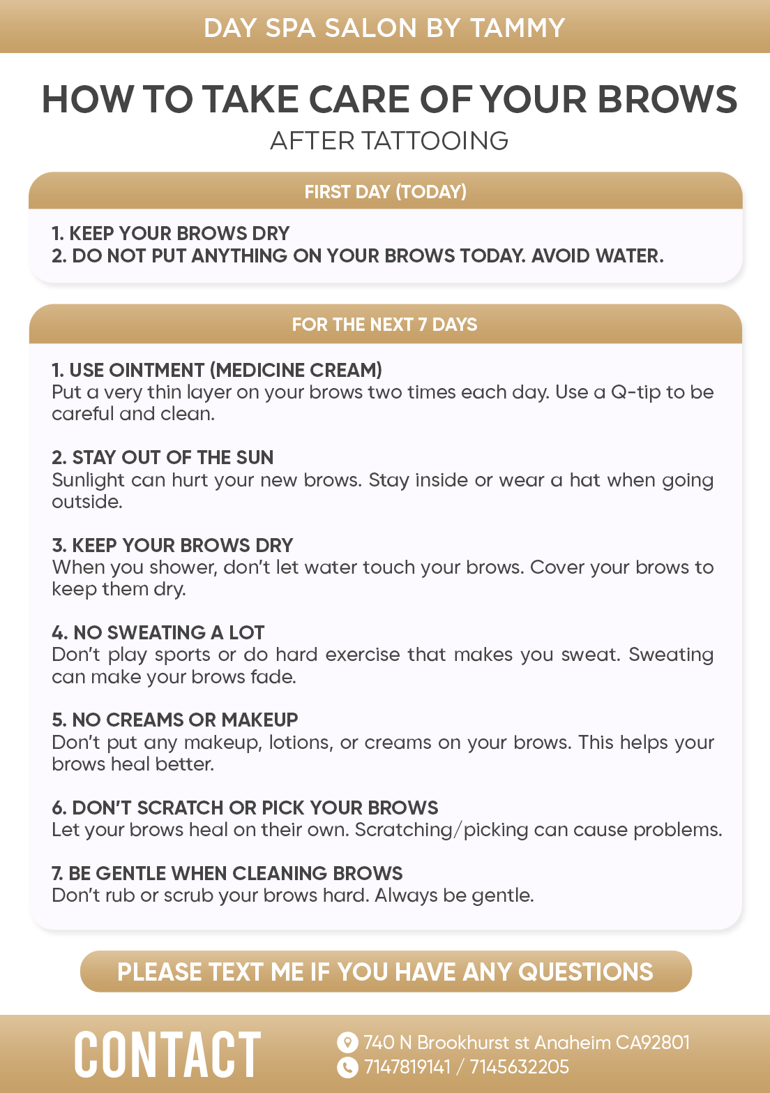 Aftercare instructions - How to take care of your brows after tattooing